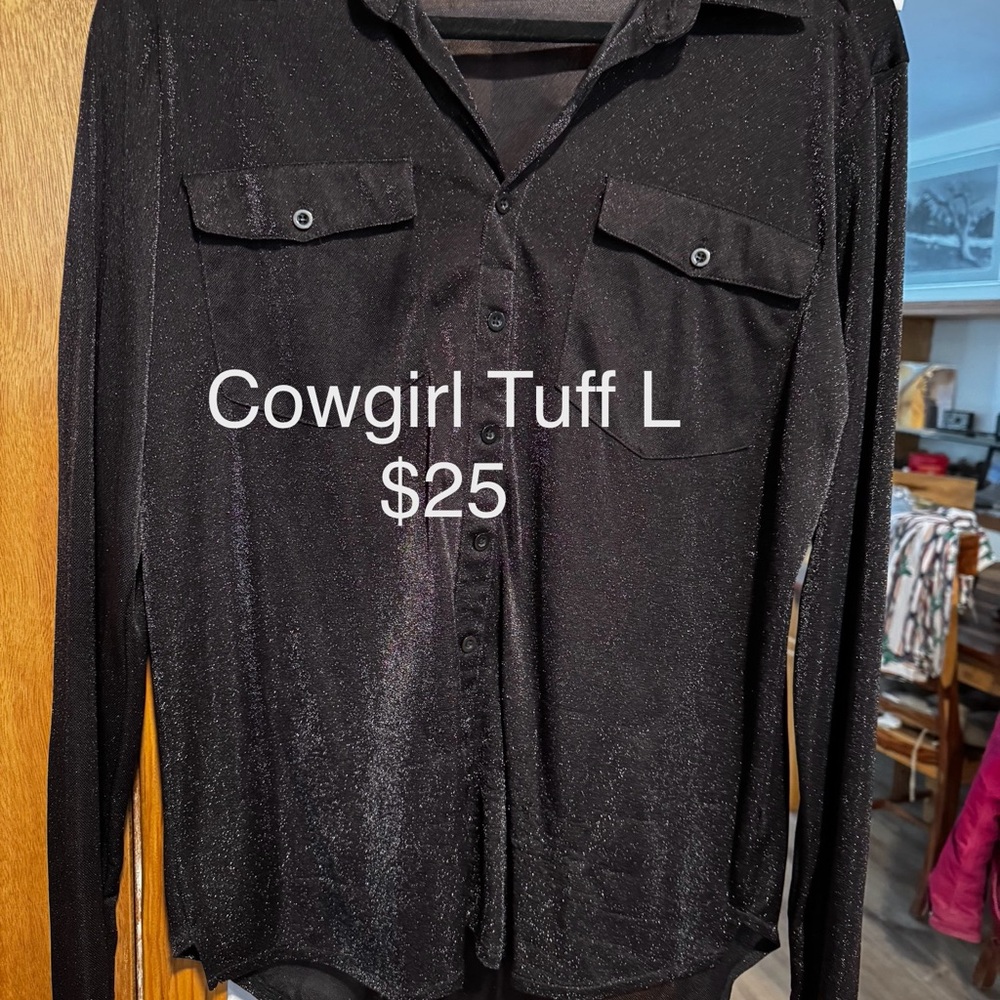 Cowgirl Tuff Black Glitter Shirt